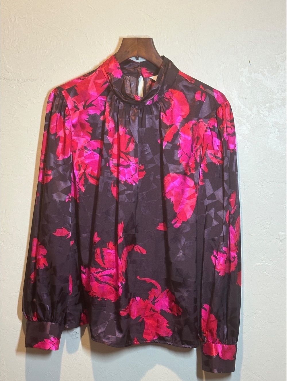 Nine West XXL Dark Floral High Neck Blouse Romantic Goth Whimsigoth